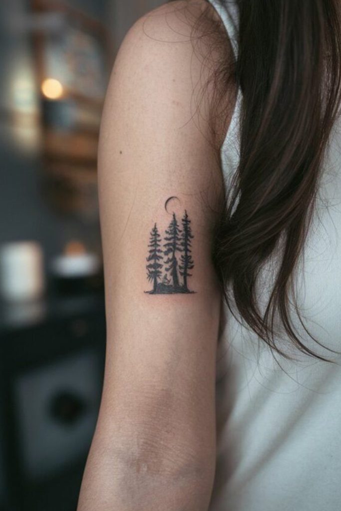 Pine Tree Silhouette Tattoo