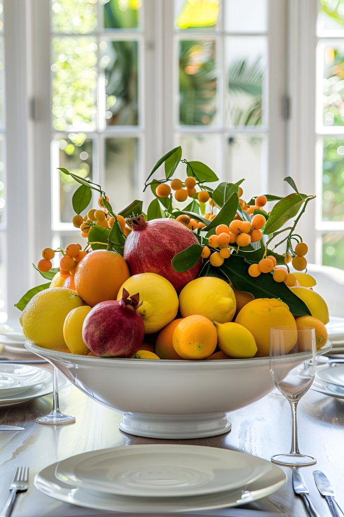Showcase a Bowl of Seasonal Fruits for a Fresh Touch