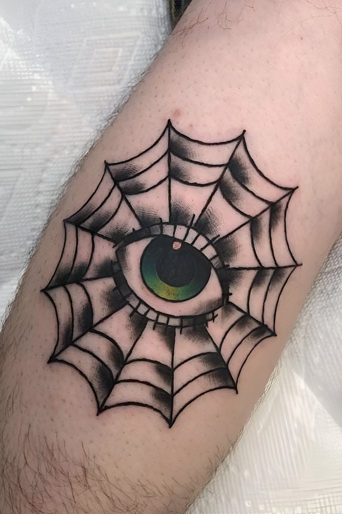 Spider Web Knee Tattoo