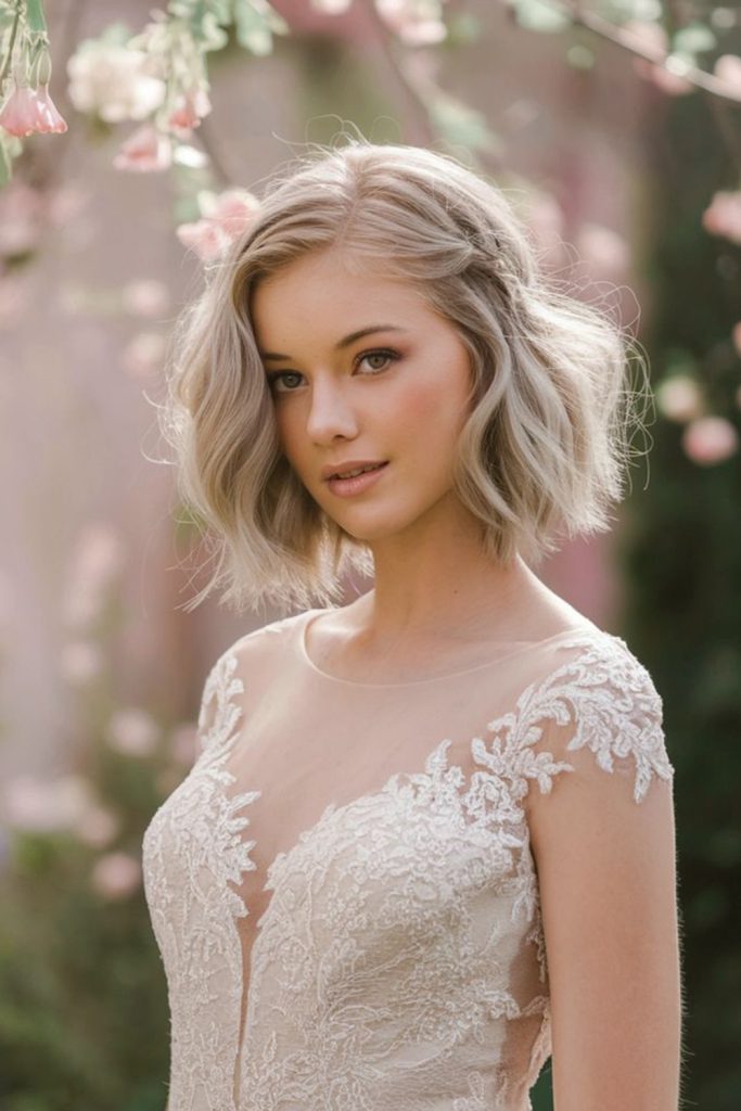 Tousled Lob with Veil