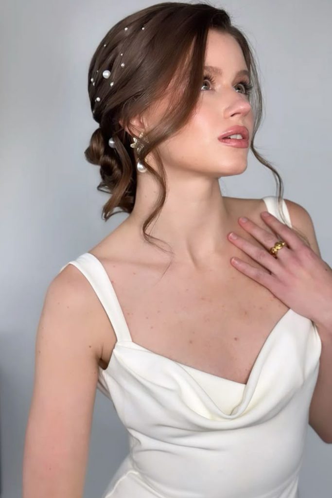 Twisted Low Bun with Pearls