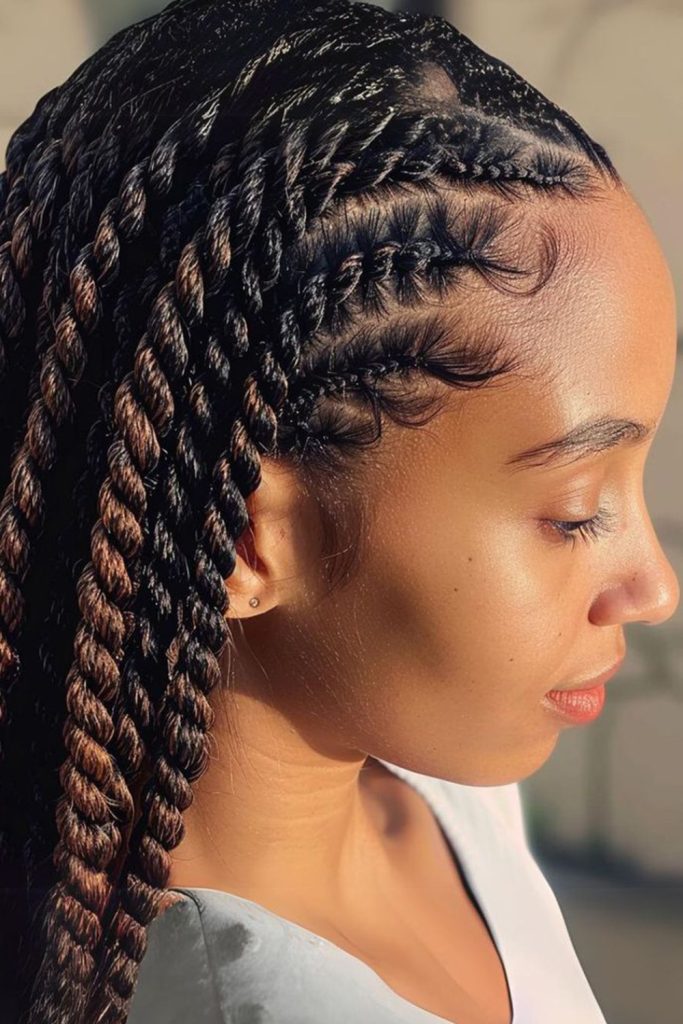 Twists with Cornrow Accents