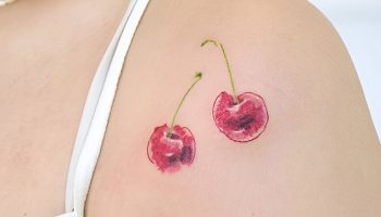 Watercolor Cherry Tattoo