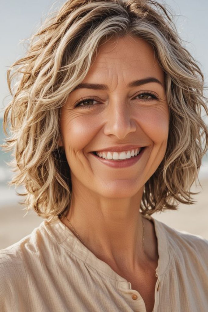 Beachy Waves with Face Framing Layers Effortless and Sun Kissed Perfection