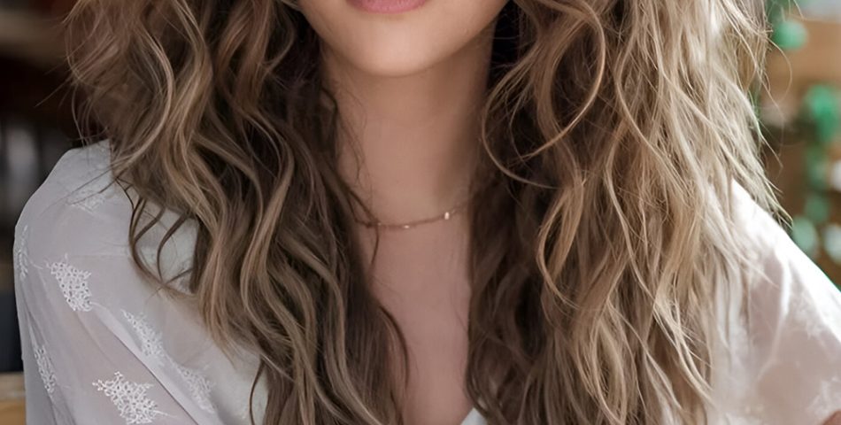 Beachy Waves with Textured Curtain Bangs