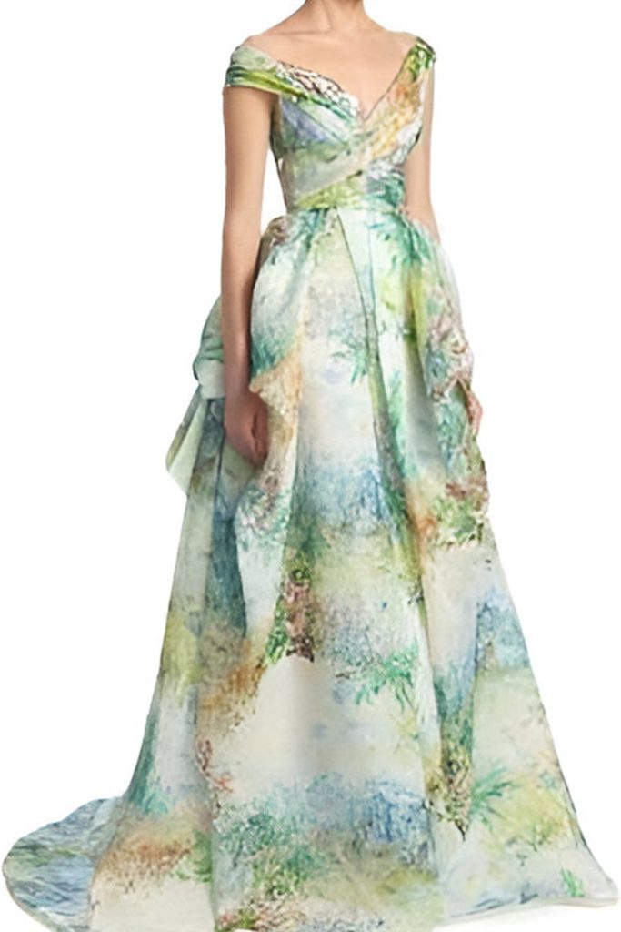 Carolina Herrera One Shoulder Crepe Gown