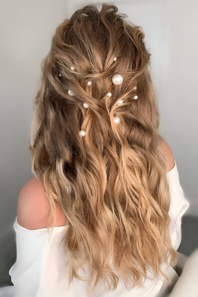 Crystal Embellished Half Up Waves
