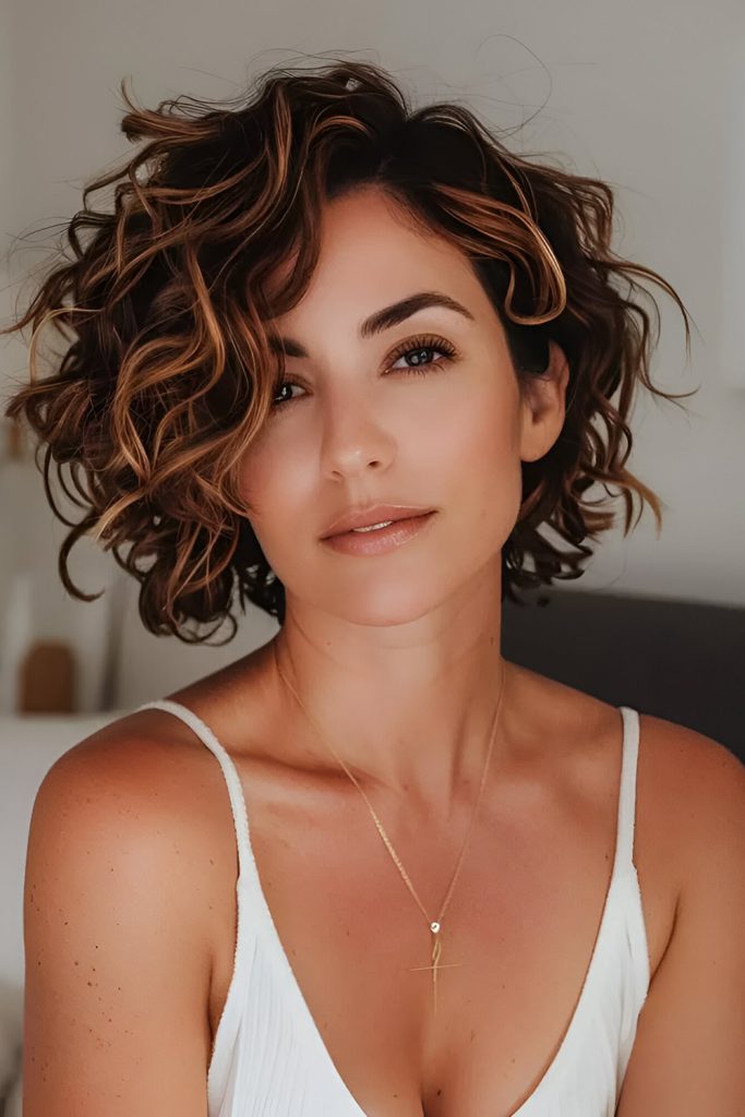 Curly Bob with Tapered Ends Sleek and Trendy Finish