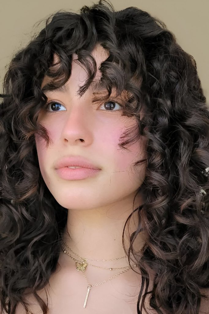 Curly Curtain Bangs