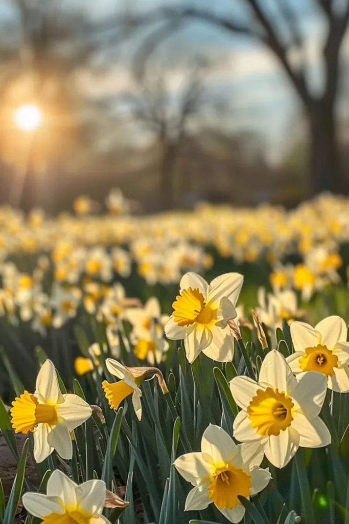 Dewy Daffodils A Golden Glow of Spring's Arrival