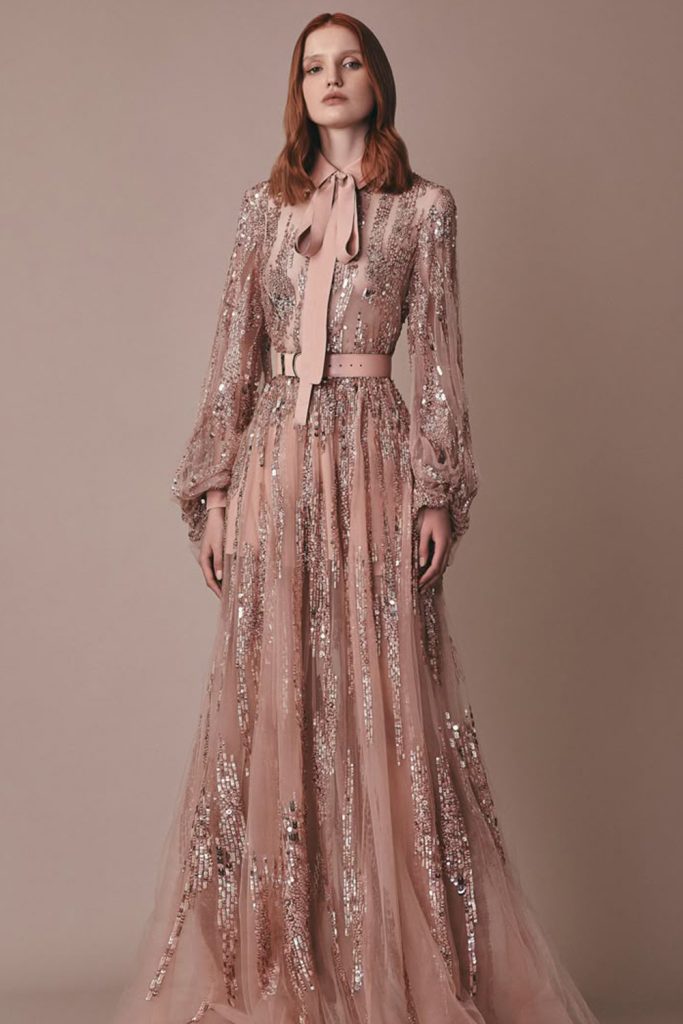 Elie Saab Beaded Chiffon Gown