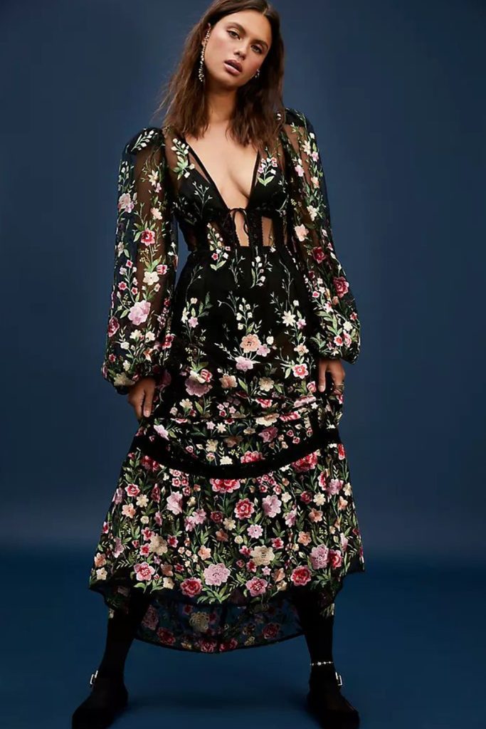 Free People Embroidered Peasant Dress