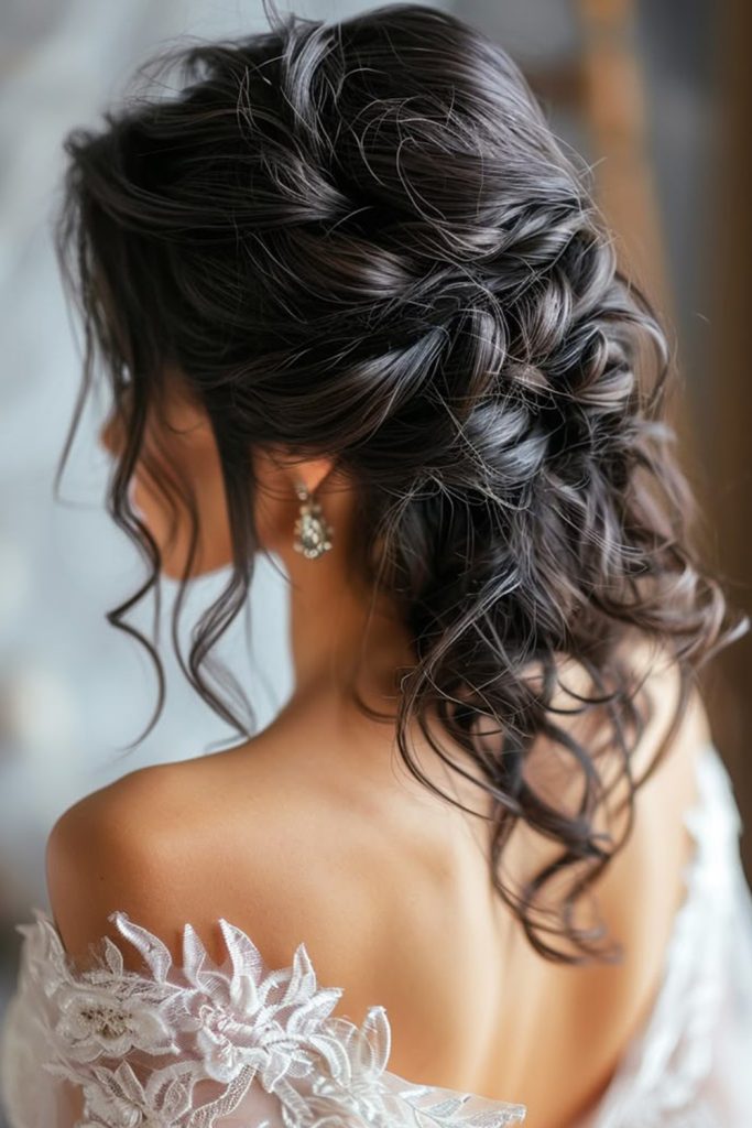Half Up Rosette Bun with Flowing Waves