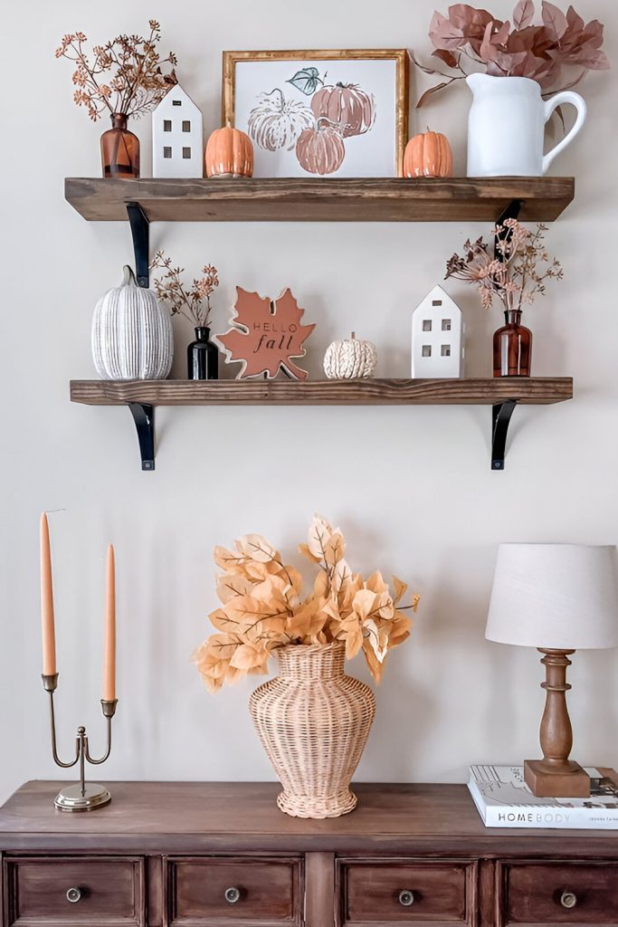 Install Floating Shelves for Seasonal Decor Displays