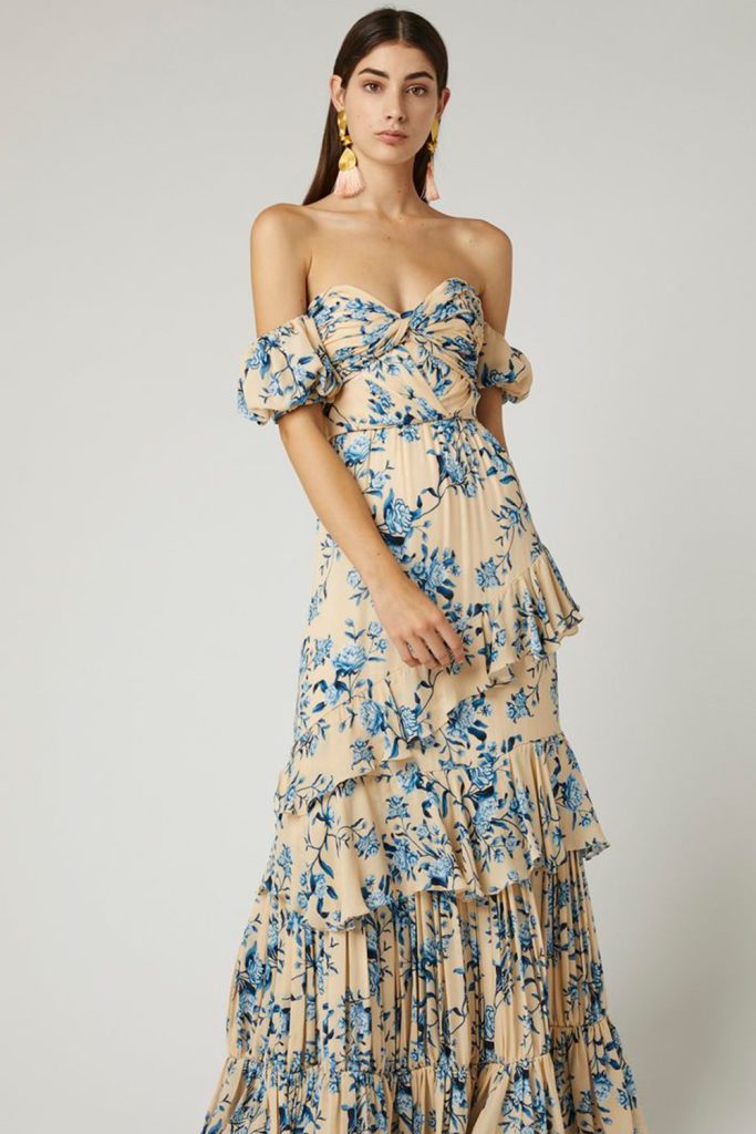 Johanna Ortiz Draped Off Shoulder Dress