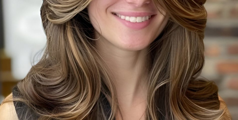 Long, Voluminous Layers with Full Curtain Bangs