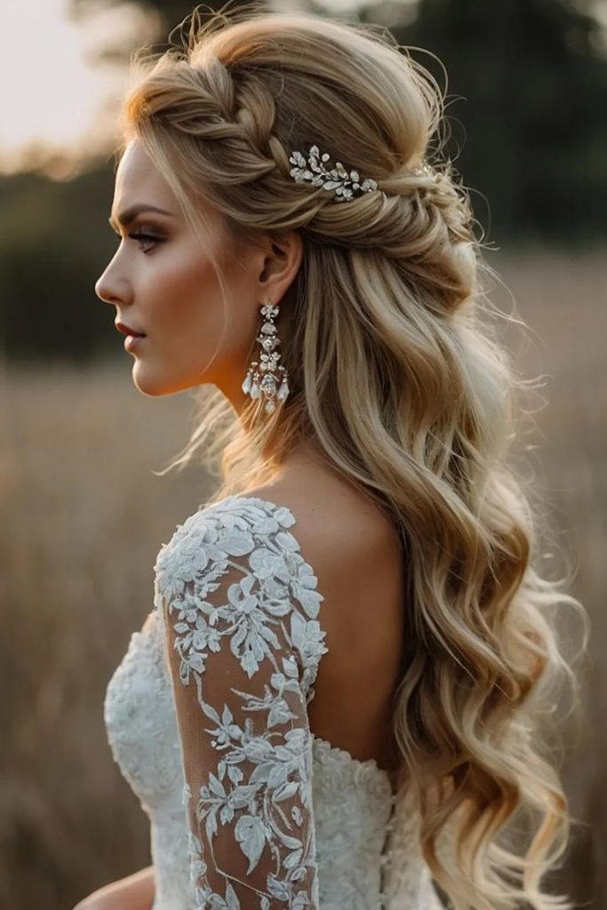 Loose French Braid Half Up Hairstyle