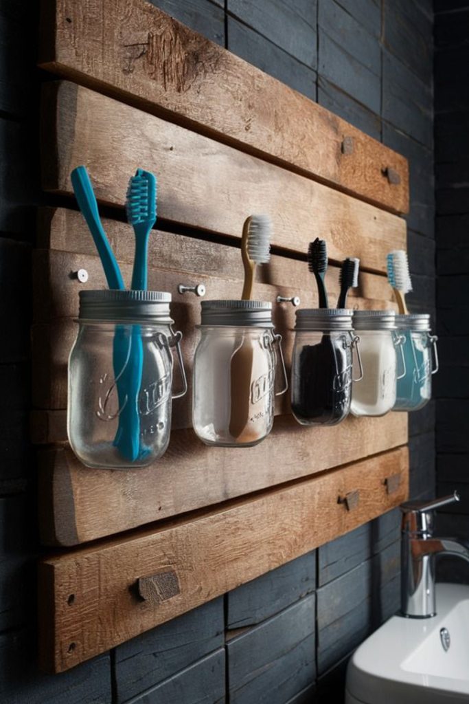 Mason Jar Bathroom Storage Practical and Charming Rustic Organization