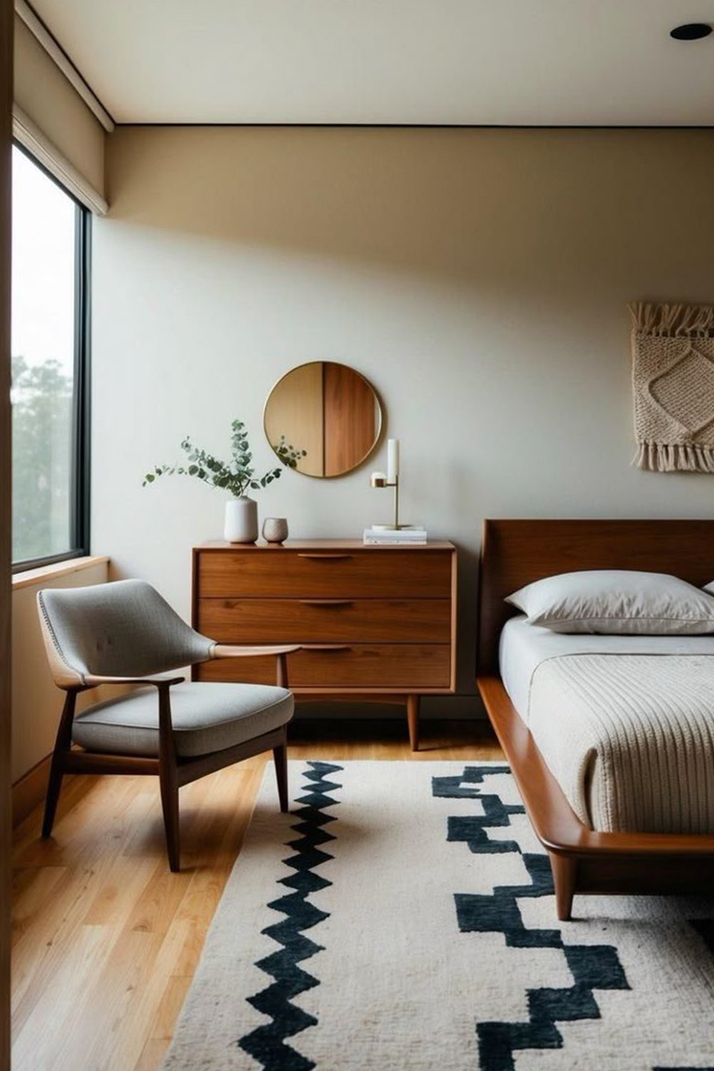Warm Mid Century Modern Bedroom: Cozy Elegance in Timeless Design