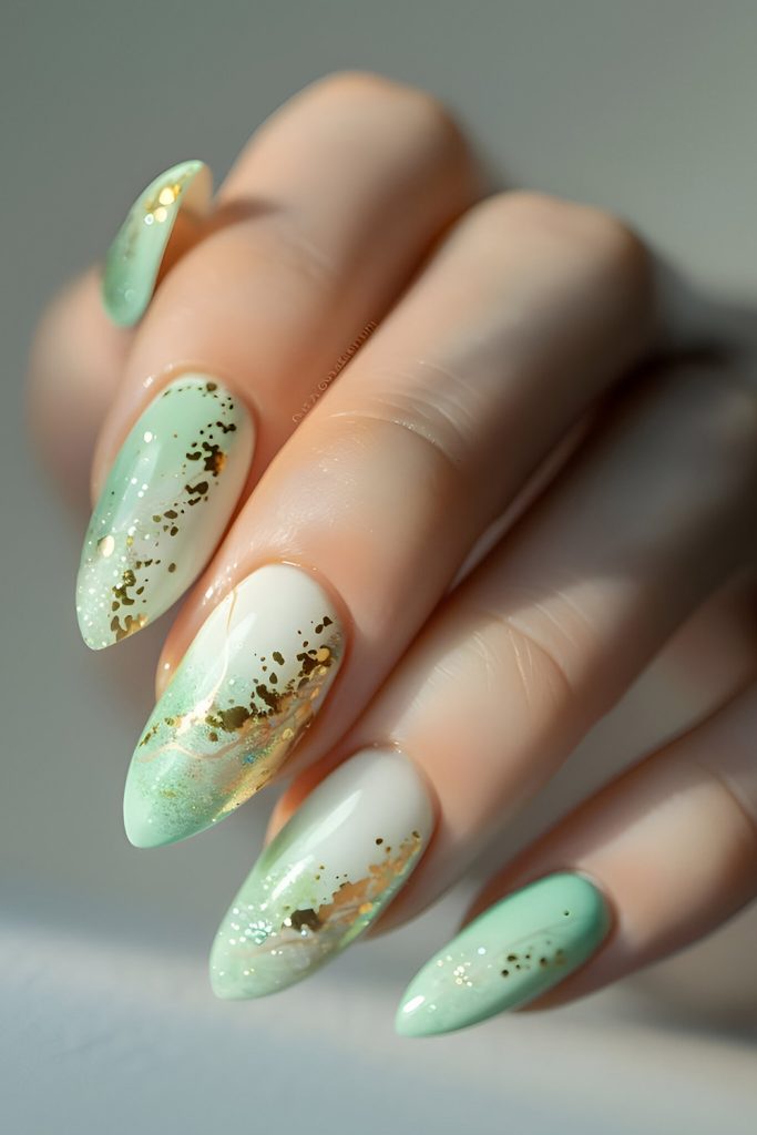 Mint Green & White Abstract
