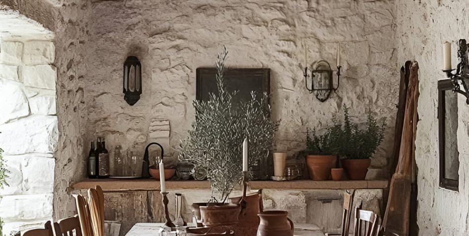 Natural Materials Embraced Wood, Stone, and Wrought Iron