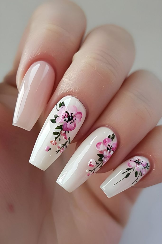 Neon Floral Nails