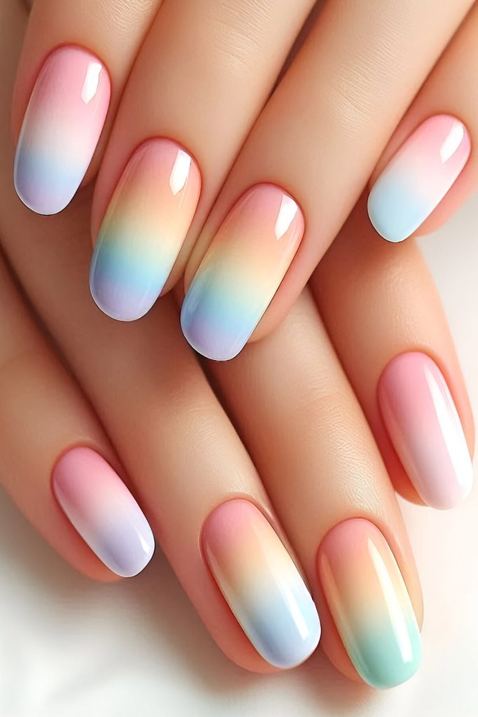 Pastel Rainbow Nails for a Fun and Playful Aesthetic