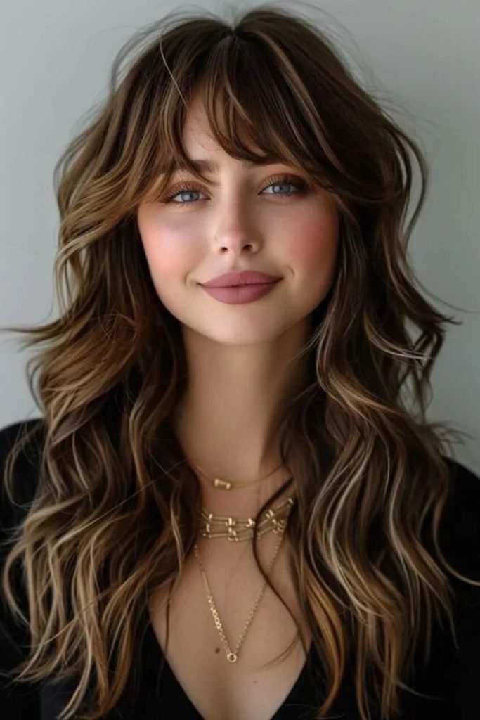 Razor Cut Layers with Curtain Bangs for a Cool Vibe