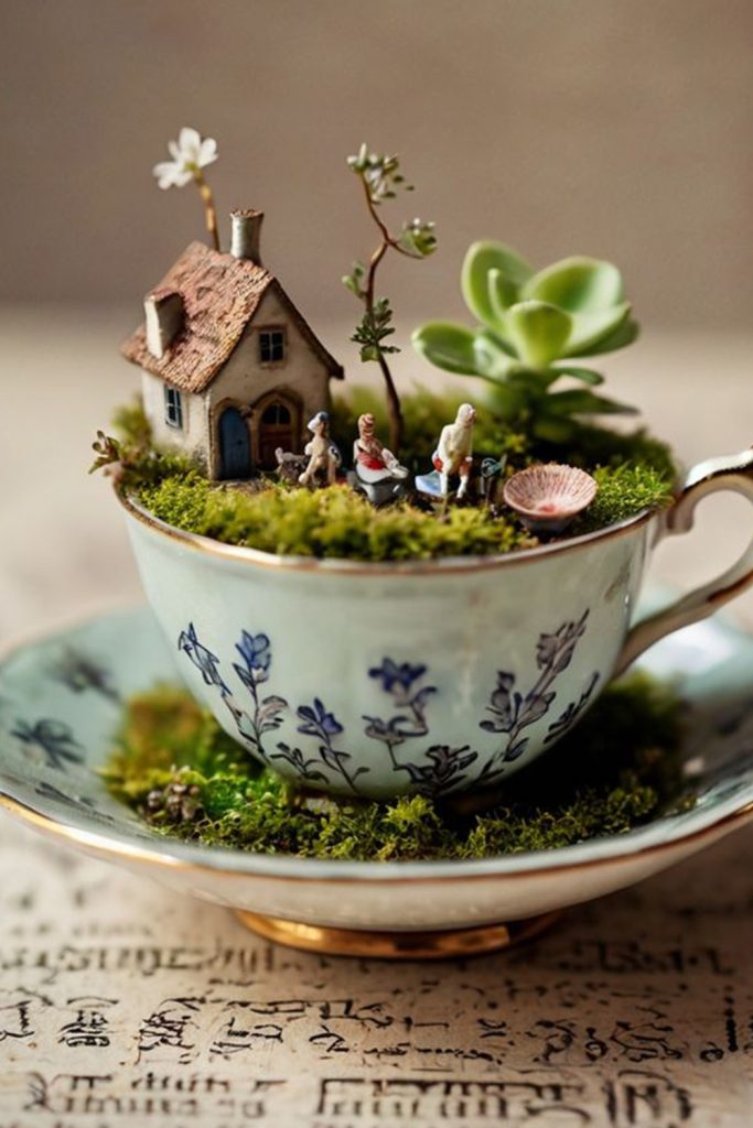 Repurpose Vintage Teacups as Mini Planters
