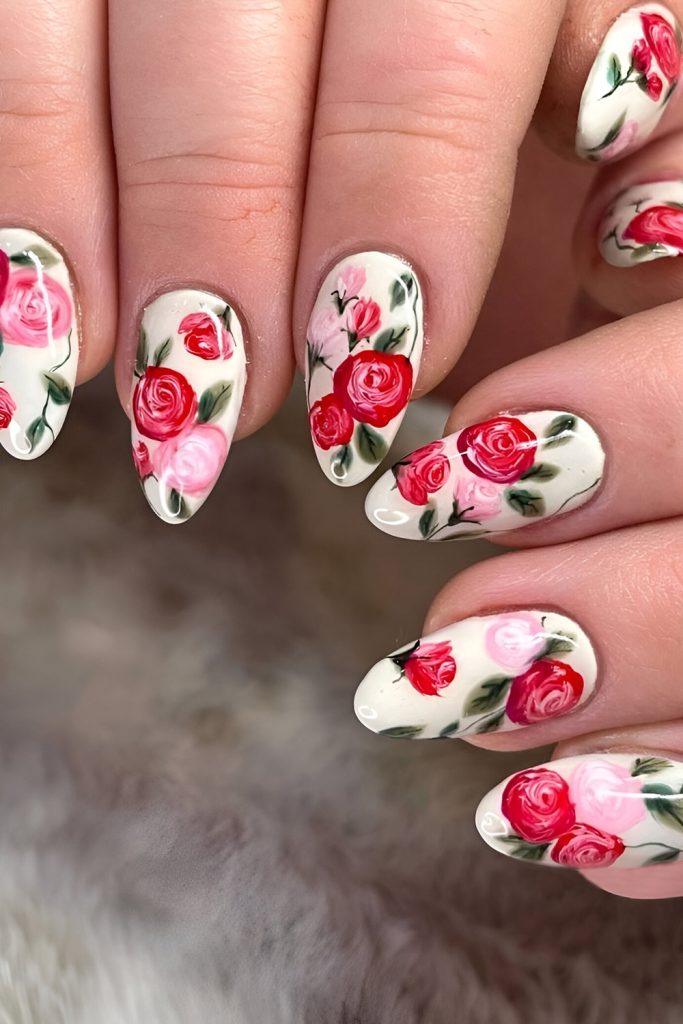 Rose Garden Nails for a Vintage Inspired Aesthetic