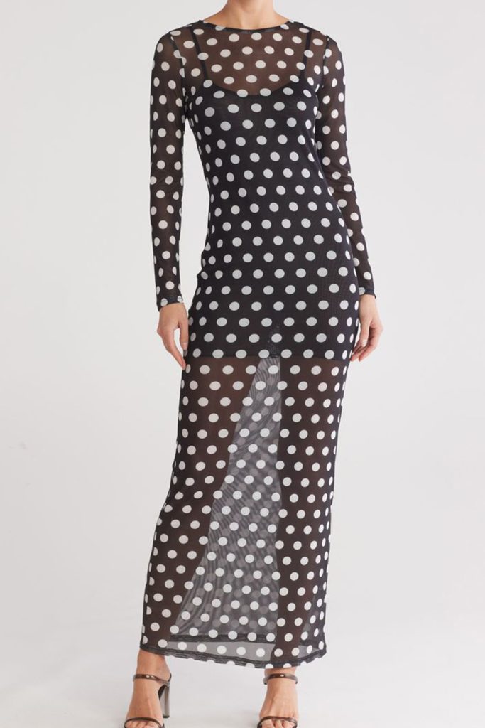 Self Portrait Polka Dot Lace Maxi Dress