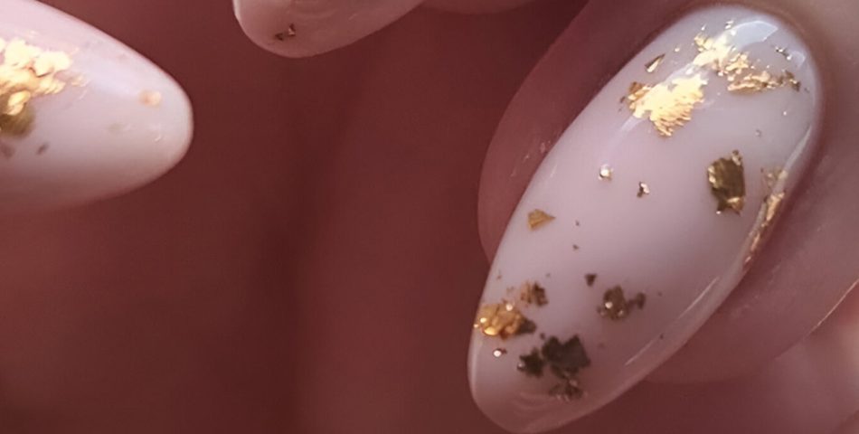 Sheer Nude with Gold Flakes