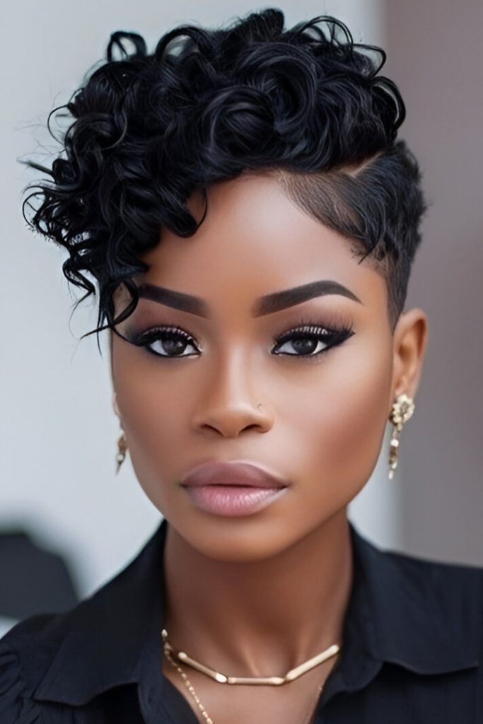 Side Parted Short Afro for a Stylish and Refined Appearance
