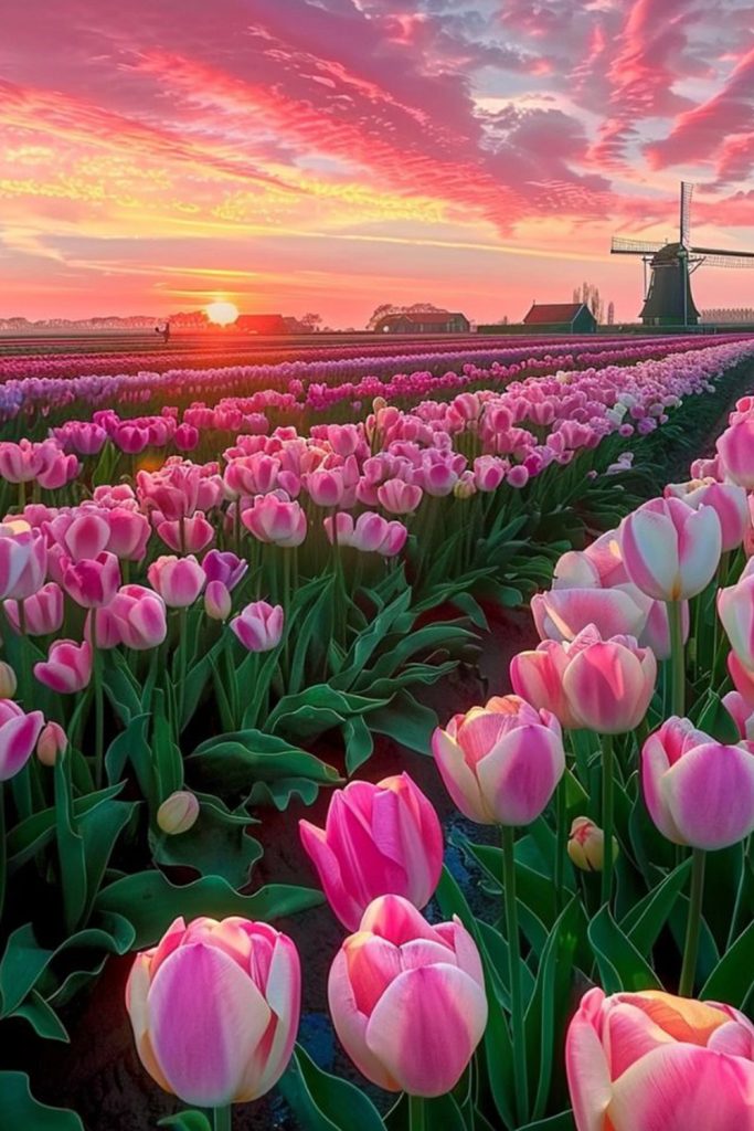 Sun Kissed Tulip Fields A Colorful Floral Wonder