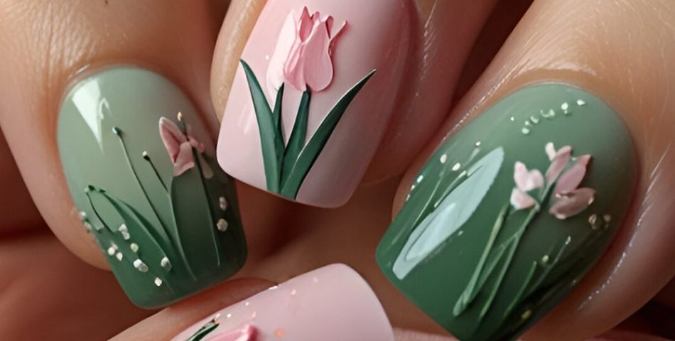 Tulip Nail Art for a Clean, Minimalist Look