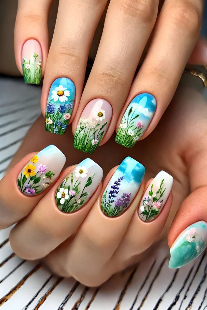 Wildflower Meadow Nails for a Whimsical Look
