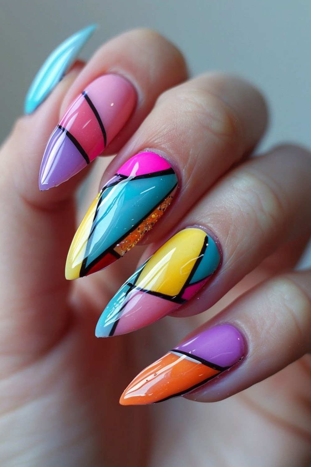 Geometric Pattern Nails 24 Bright Summer Nail Ideas to Try Now - Insiderlyfe