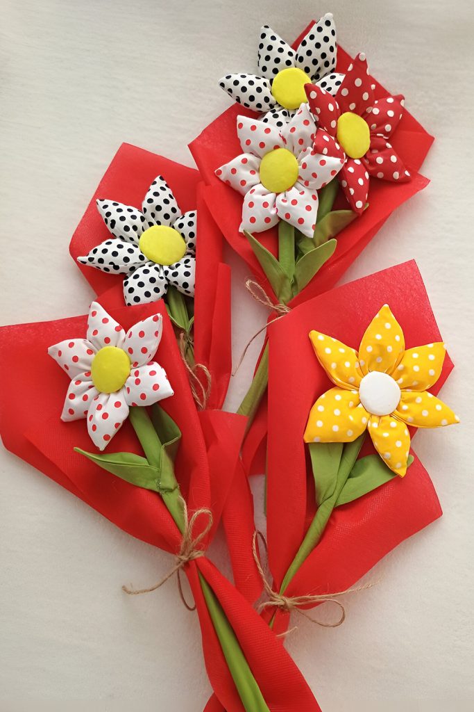 Fabric Wrapped Flower Bouquets