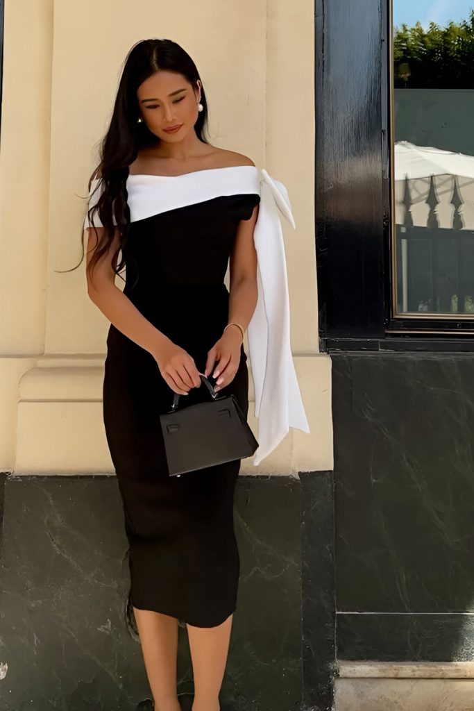 Sheer Glamour Off the Shoulder Dress