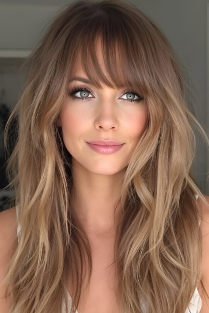 Add Depth with Layered Curtain Bangs for Added Volume