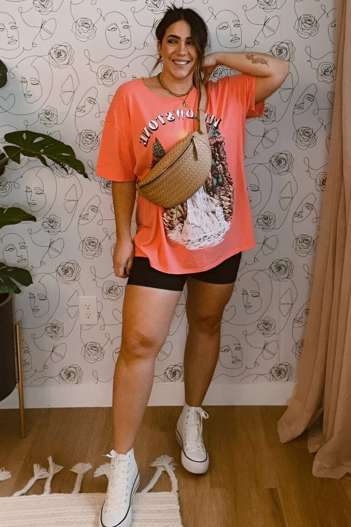 Bike Shorts and Oversized Graphic Tee