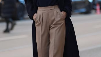 Black Turtleneck Meets Creamy Wide Leg Chic