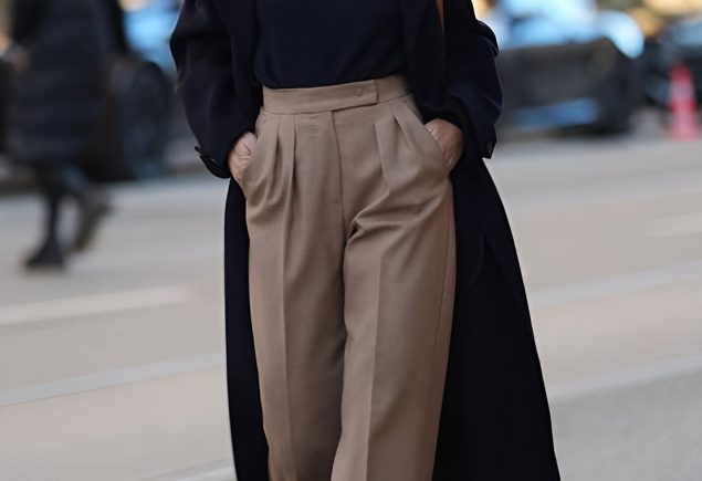 Black Turtleneck Meets Creamy Wide Leg Chic