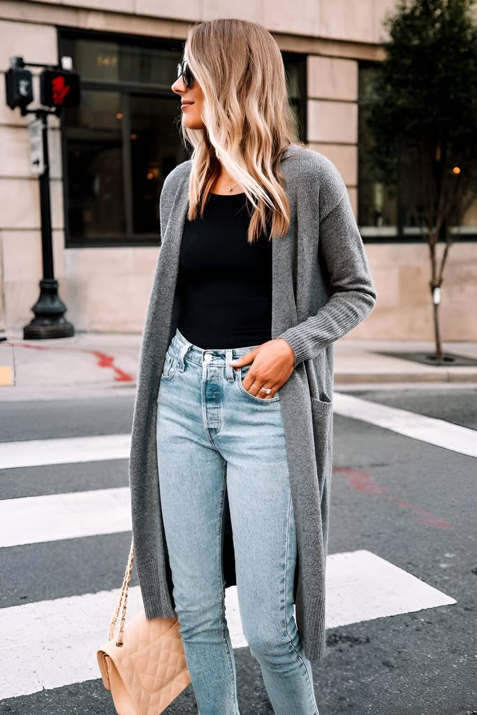 Cardigans and Classic Jeans