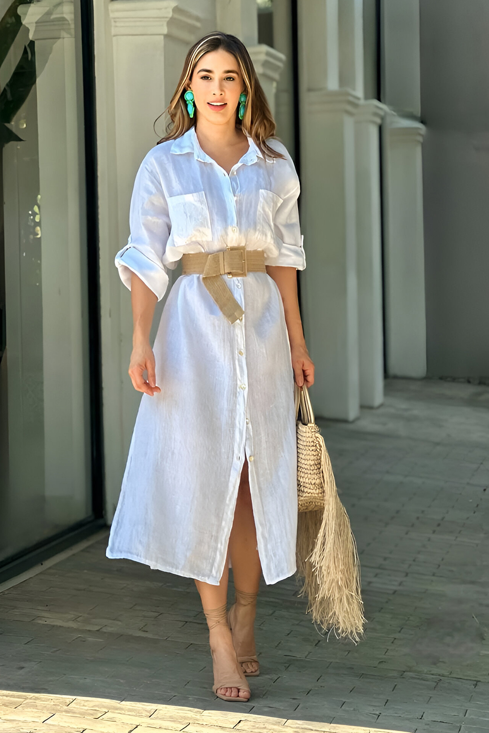 Sexy Vacation Wear Linen Loose Backless Chest Dresses