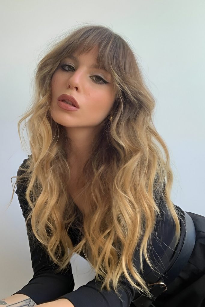 Loose Waves and Curtain Bangs