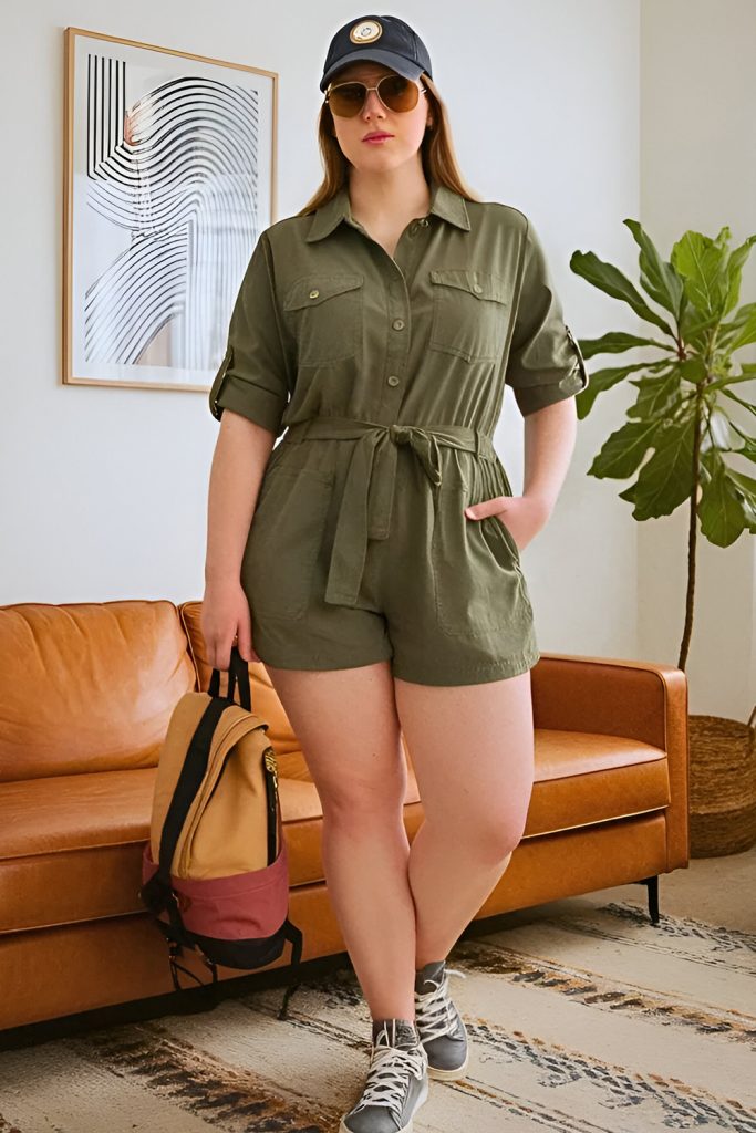 Ready for Anything Utility Romper and Sneakers