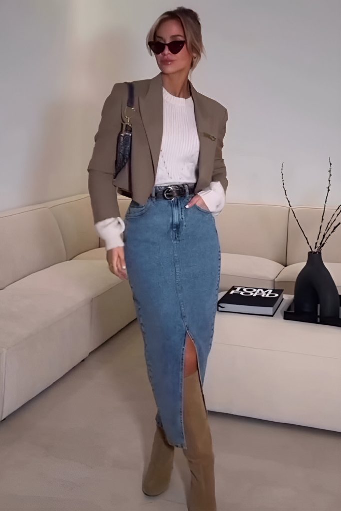 Ribbed Tanks, Denim Skirts, and Blazers