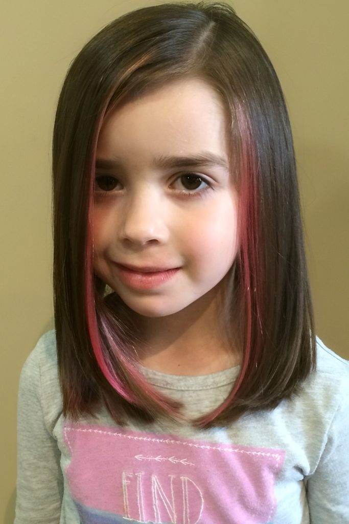 Shiny Straight Hair with Metallic Highlights