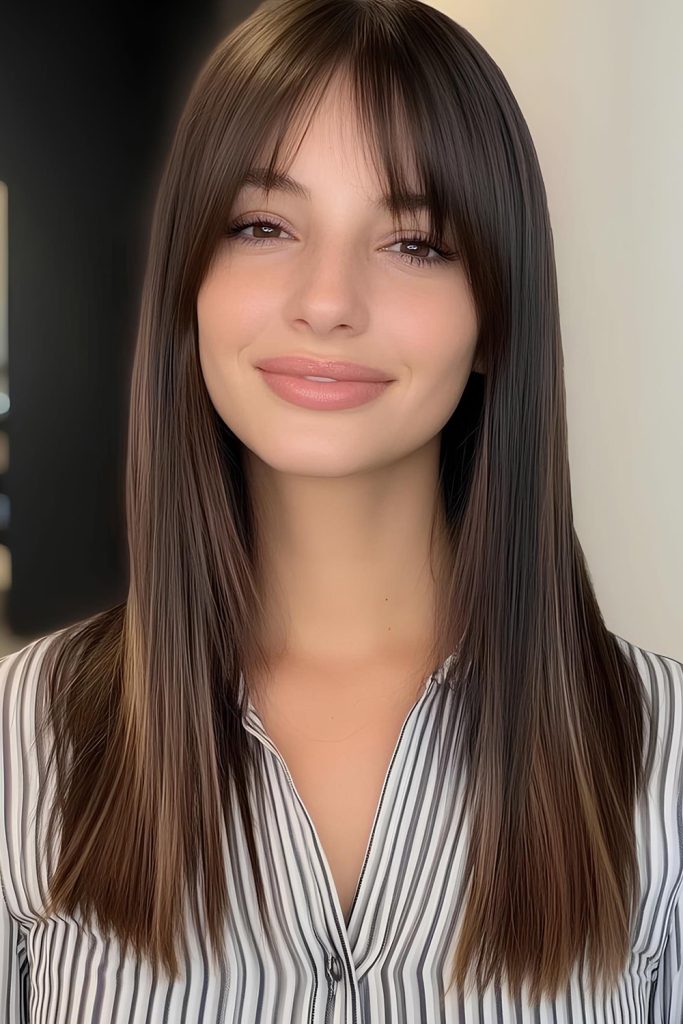 Straight Curtain Bangs with Sleek Style